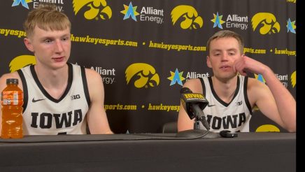 Josh Dix and Payton Sandfort after 90-81 loss to Purdue
